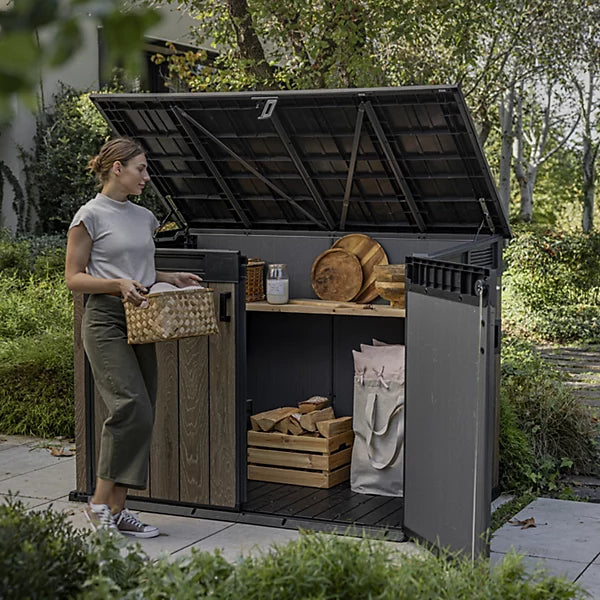 Keter Signature Decocoat Walnut 2020L Pent Garden storage 6×3 ft (H)1325mm (W)1905mm