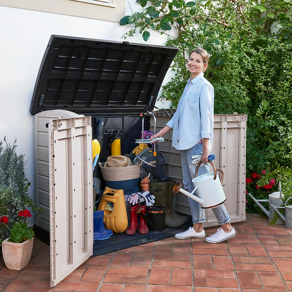 Keter Store-it-out ARC Beige & brown 1200L Garden storage box (H)1200mm (W)1460mm