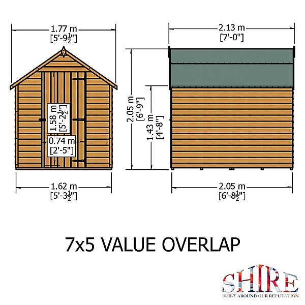Shire Overlap 7×5 Single Door Windowless Value Garden Building