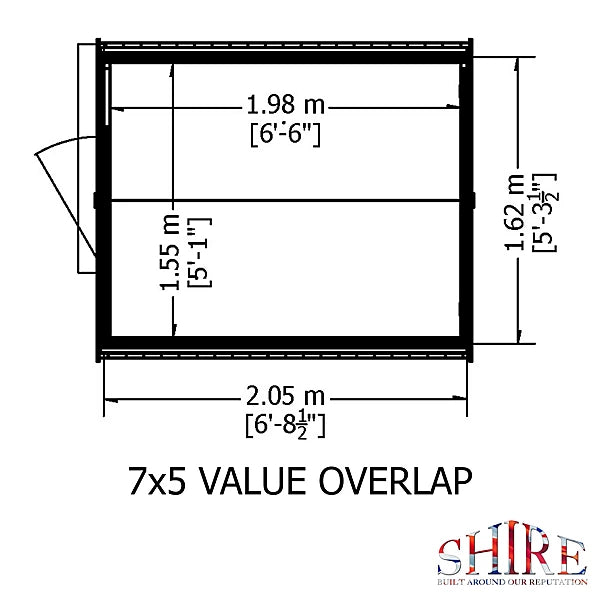 Shire Overlap 7×5 Single Door Windowless Value Garden Building